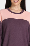 Rosaline Waffle Knit Cotton Sweatshirt - Italian Plum — thumbnail 5